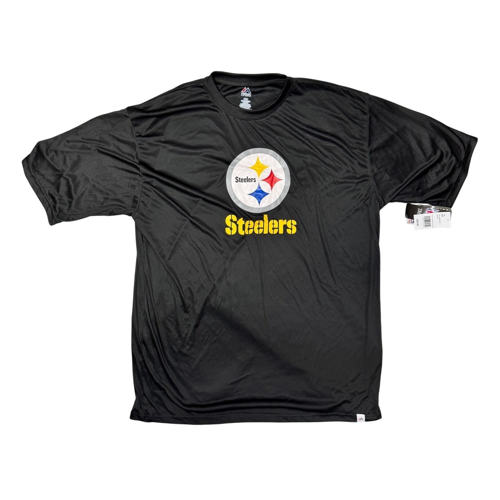 Majestic Pittsburgh Steelers Mens 2XLT Black Polyester Graphic T-Shirt NWT